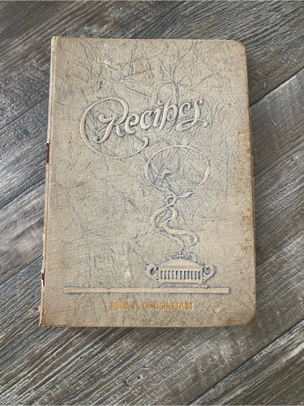 Vintage Recipes Book in Tan - Unbranded